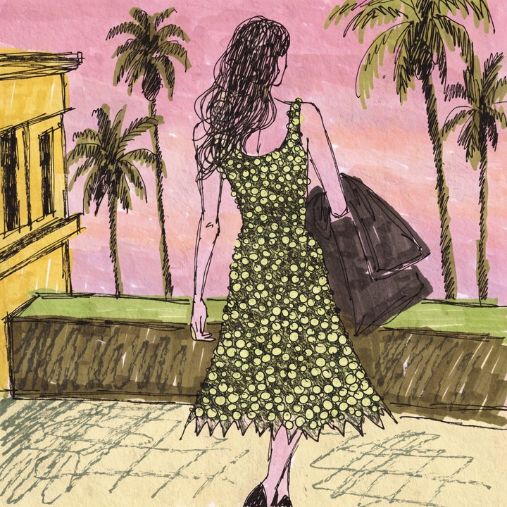 Ink illustration from the Journal's Los Angeles fashion-week guide