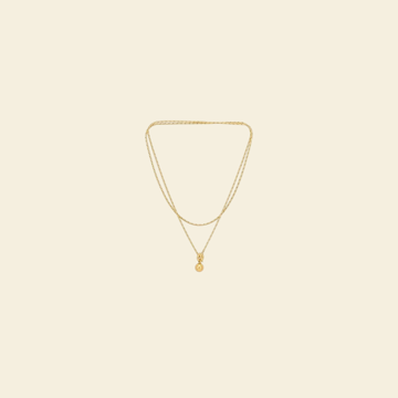 A layered gold necklace with a pendant