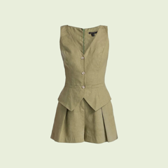 A sage linen vest and shorts set