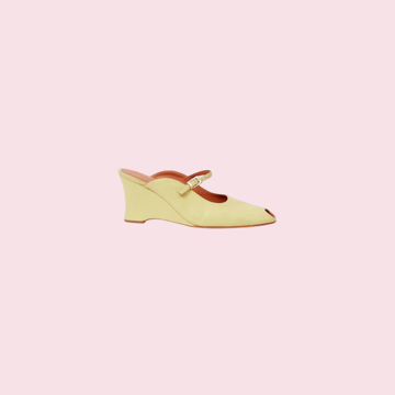 A butter-yellow mary-jane wedge